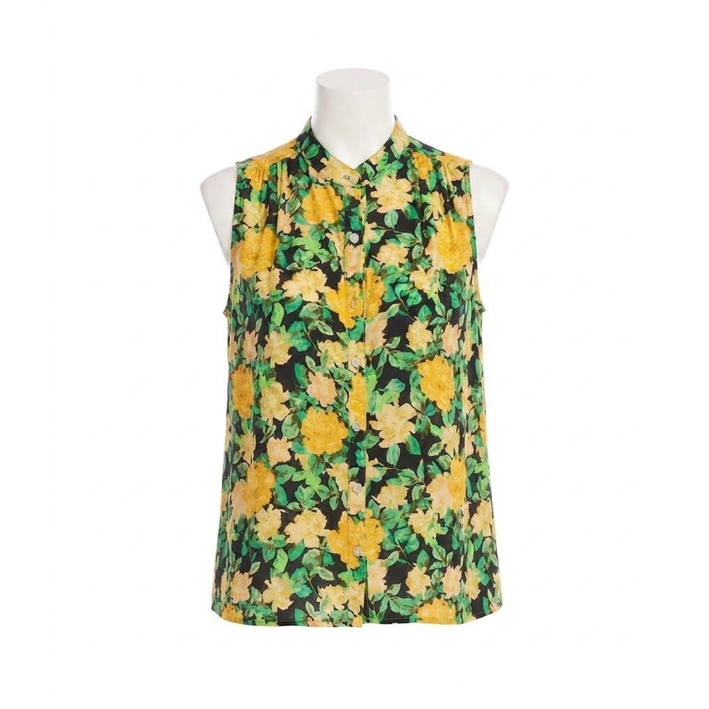 NEW KAREN KANE sleeveless button-front top in floral print